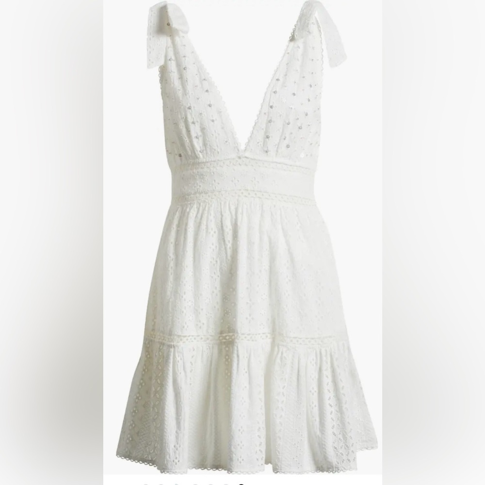 Cara Sequin Eyelet Cotton Cover-Up Mini Sundress